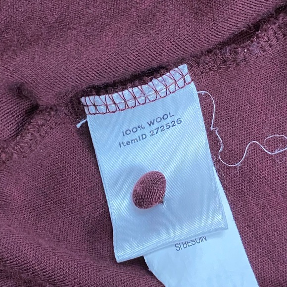 L.L. Bean Wool Henley Dress Womens 10P Burgundy A-Line Knit Dark Academia - Picture 5 of 7